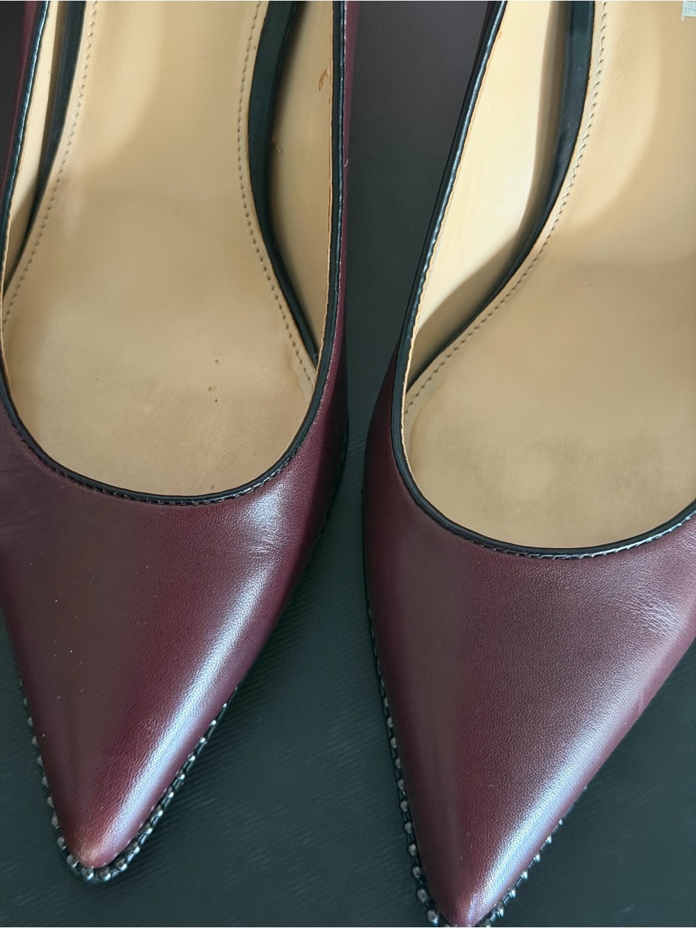 COACH Women's Burgundy Leather Pointed-Toe Pumps - Picture 4 of 5